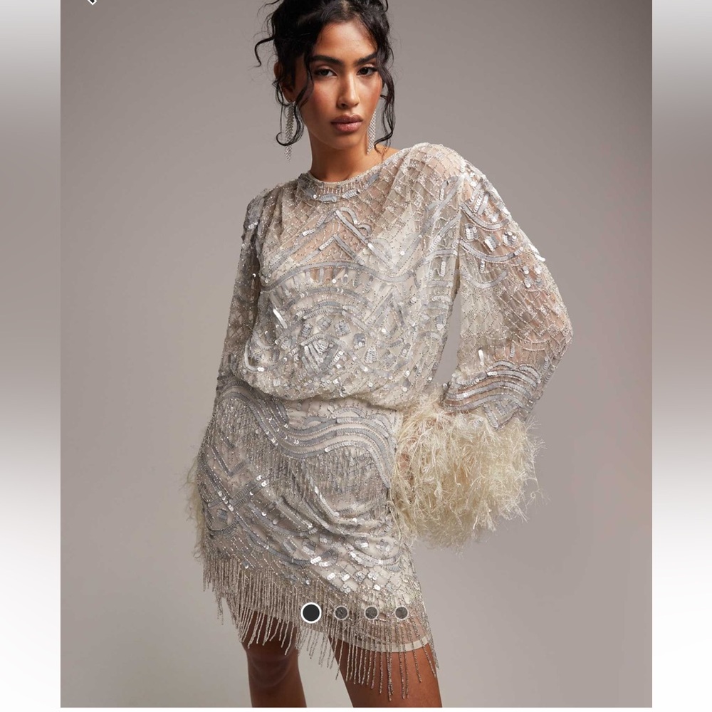 Embellished mini fringe dress (sold as a wedding dress)